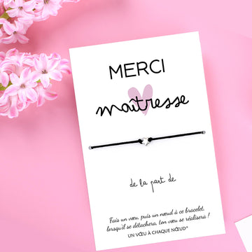 Remerciement Maitresse - Bracelet et Carte à personnaliser